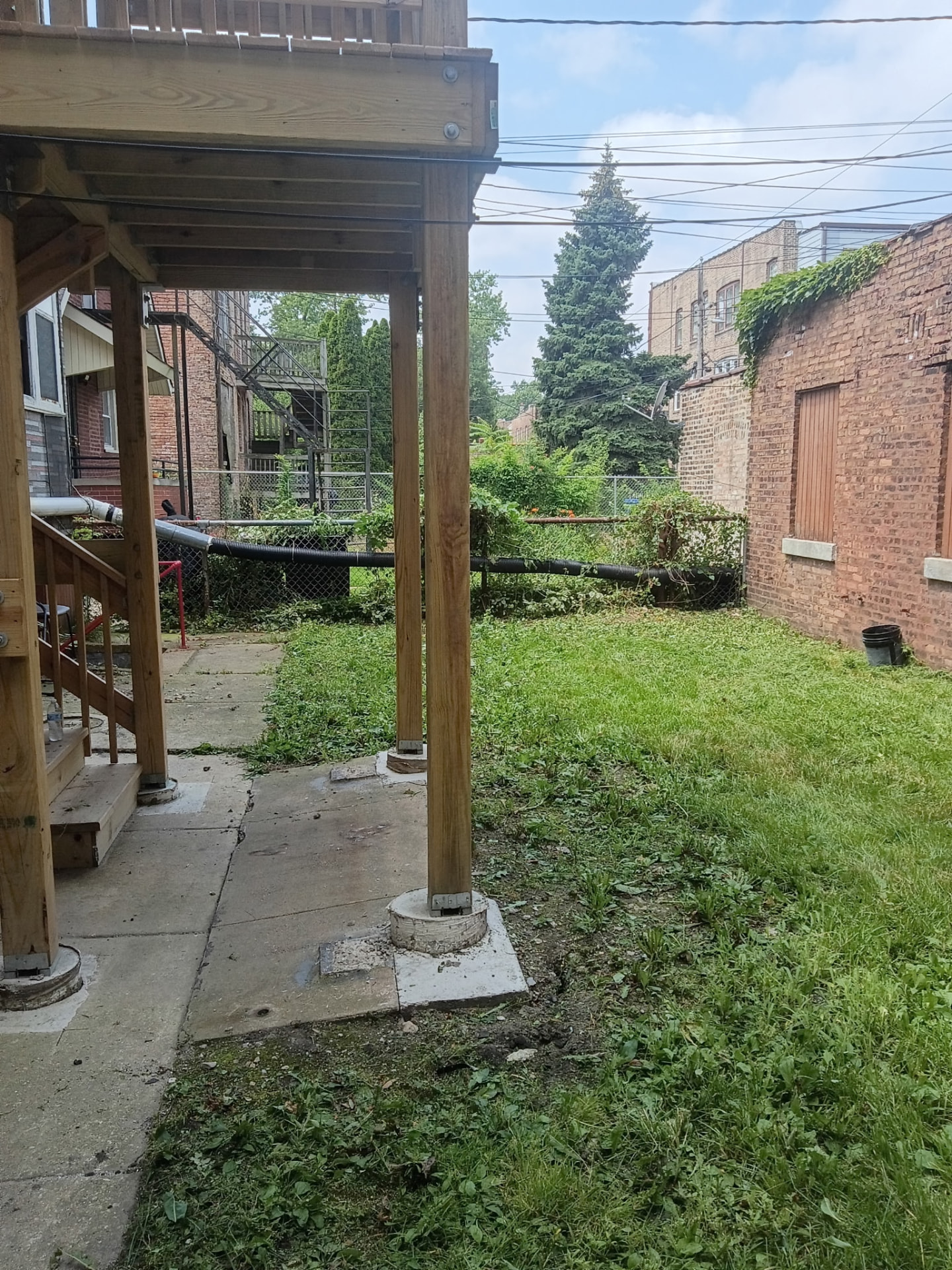 Same backyard cleared and freshly mowed after lawn service